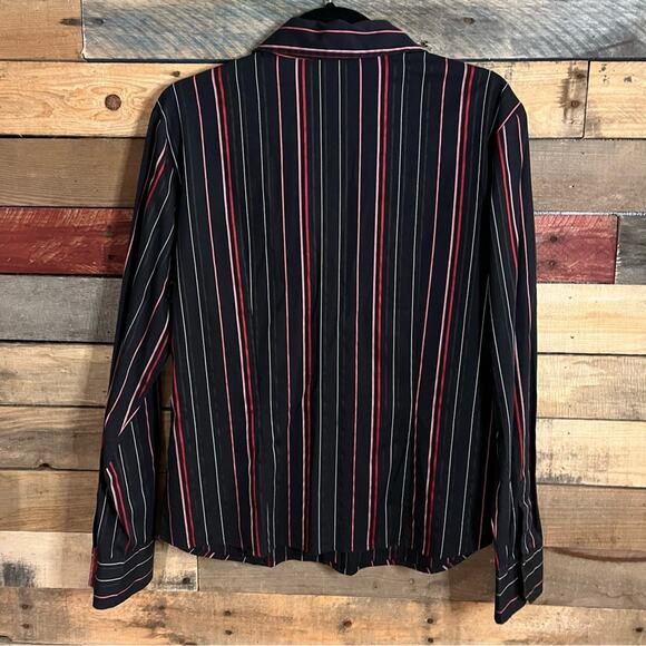 New York & Company Stretch Black And Pink Button Down Size Large - Picture 2 of 10